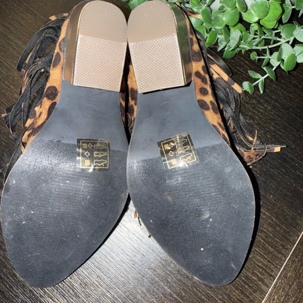 BEAST FASHION Animal Print Fringe Ankle Boots - Picture 6 of 7
